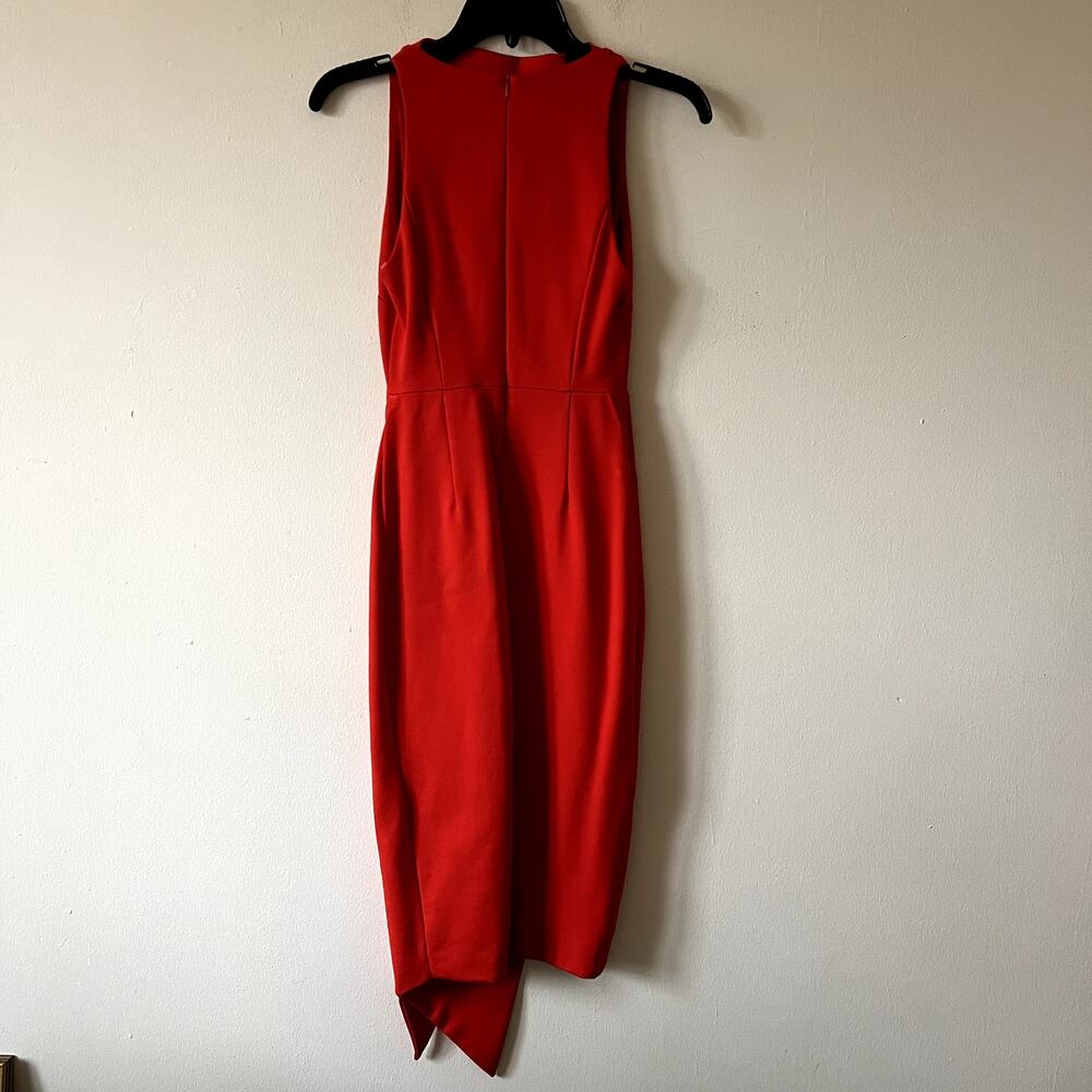 Elliatt Carmen Dress Jaffa Red Asymmetric Midi Bodycon Size XS J1 - Picture 4 of 6